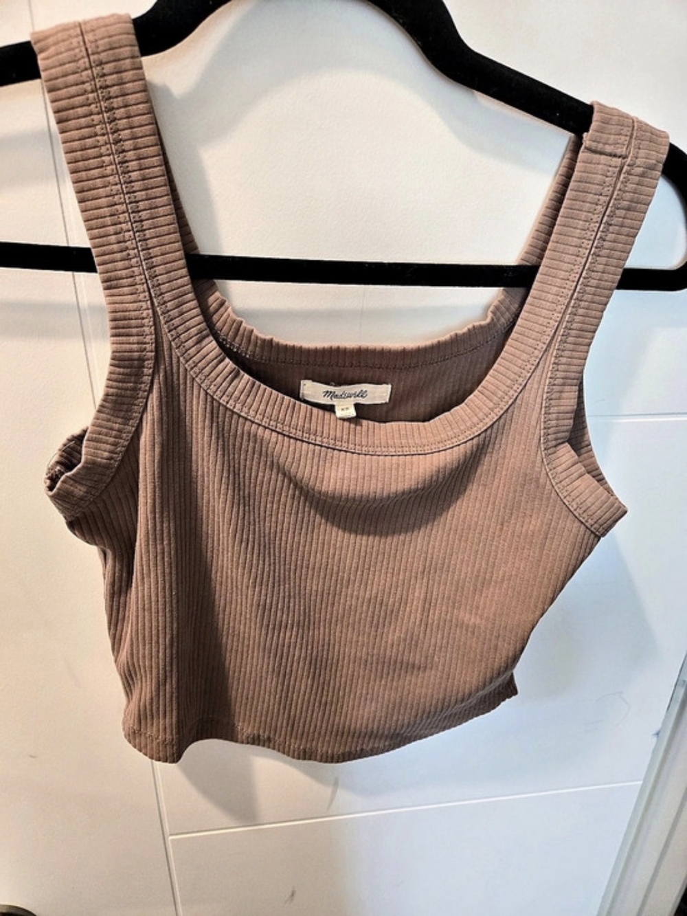Madewell Scoop Neck Regenerative Cotton Rib Tank Top Brown XS